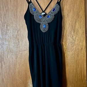 Charlotte Russe Black Jumpsuit with Blue Embellishments